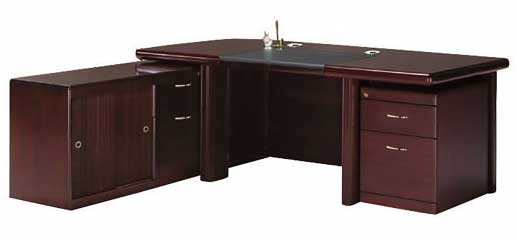 127-1 豪華優質全木皮6.5尺主管桌整組