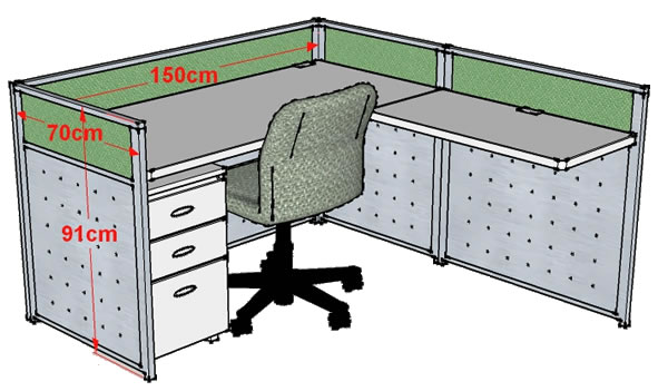 2.5公分屏風單人組+側桌(桌寬150CM)高91公分 - 點擊圖像關閉