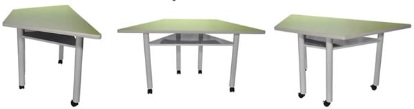 705FSM 梯形會議桌、討論桌(圓管腳加煞車輪+層板) - 點擊圖像關閉