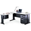 TN-140D L型辦公桌組(含ABS薄抽及黑體活動櫃+側桌)