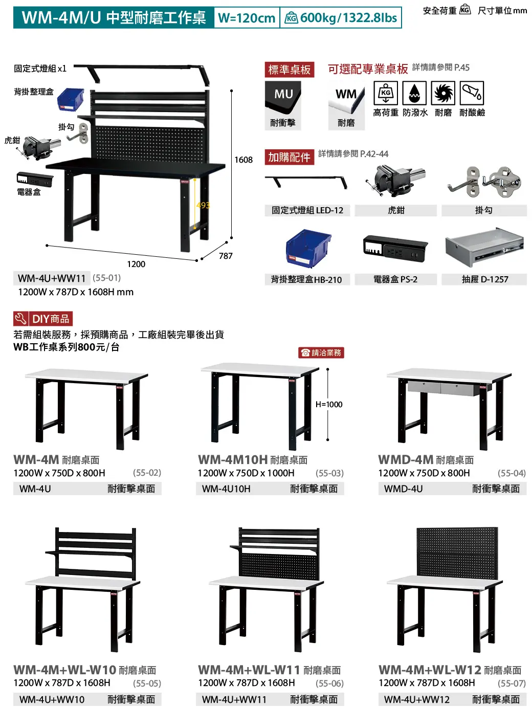 WM-4M 中型工作桌系列