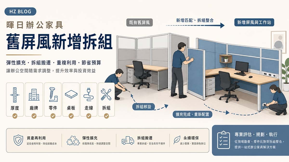 （圖像） 各廠牌 OA 屏風服務｜拆裝遷移・新增座位・找零件