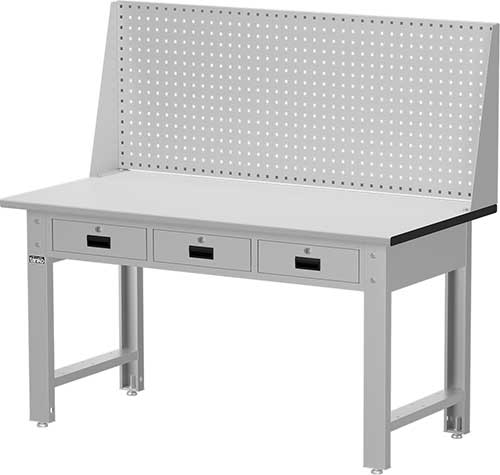 （圖像） 標準型工作桌-橫三屜（掛板上架款）｜Tanko天鋼標準型工作桌