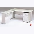 LD-140C L型辦公桌組(含塑膠中抽+高活動櫃+吊抽側桌)